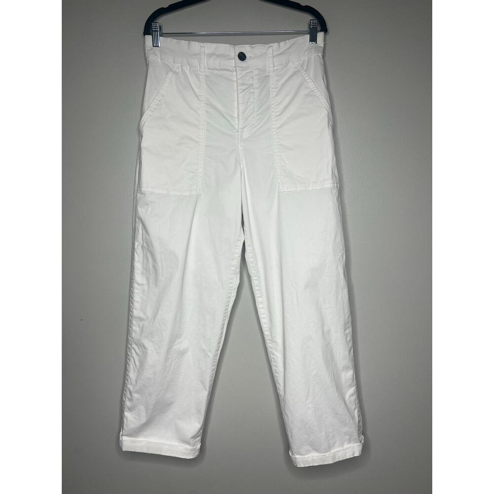 Sanctuary Utility Crop Wide Leg Pants White Women's 32 Minimalist Resort Casual